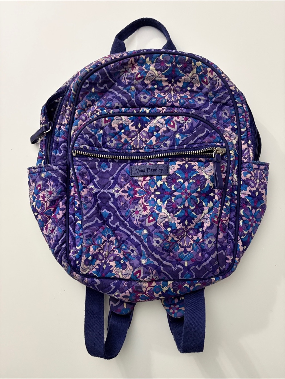 Vera Bradley Purple Floral Small Quilted Backpack w/ Adjustable Straps 12x10”